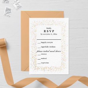 Bronze Confetti Brusts Wedding RSVP Card