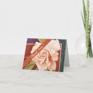 Bronze Copper Rose Watercolor Floral Thank You Card