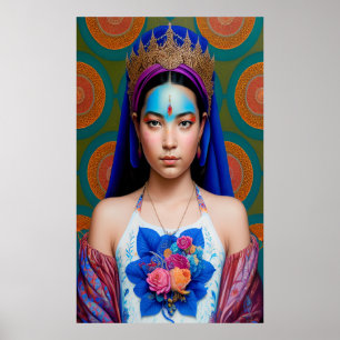 Bronze crown with floral dress poster