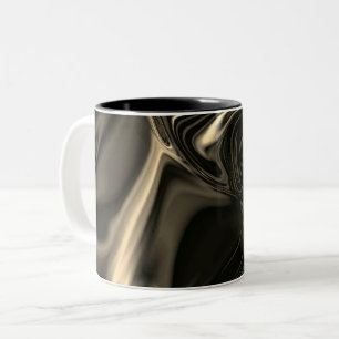 Bronze curves over brownish beige background Two-Tone coffee mug