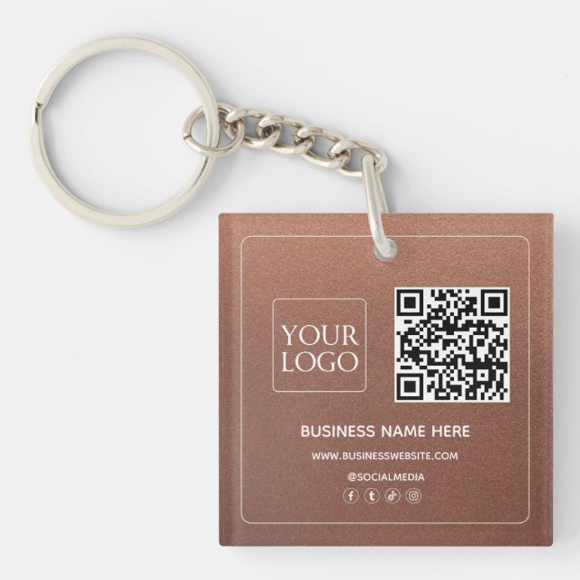 Bronze | Custom QR Code Business Logo Social Media Key Ring (Front)