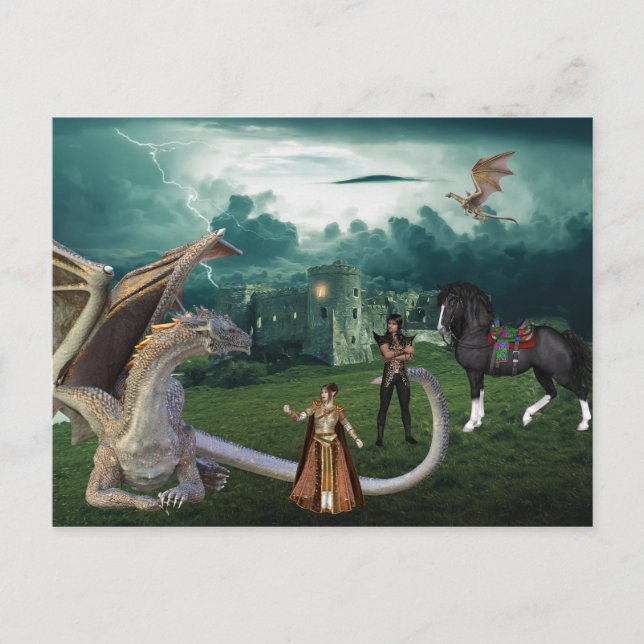 Bronze Dragon Elf Fantasy Postcard (Front)