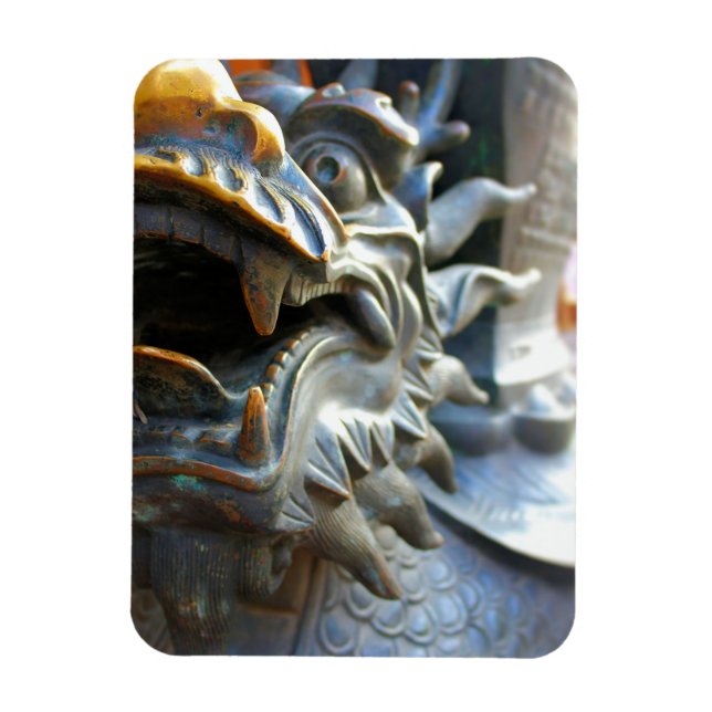 Bronze Dragon Statue - Shanghai, China Magnet (Vertical)