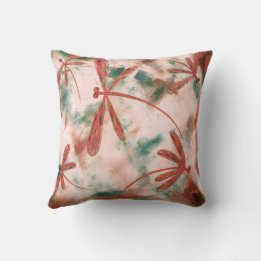 Bronze Dragonflies Green Splash Cushion