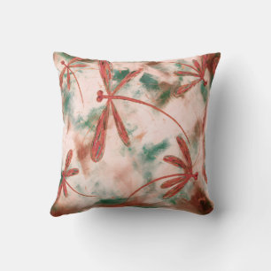Bronze Dragonflies Green Splash Cushion