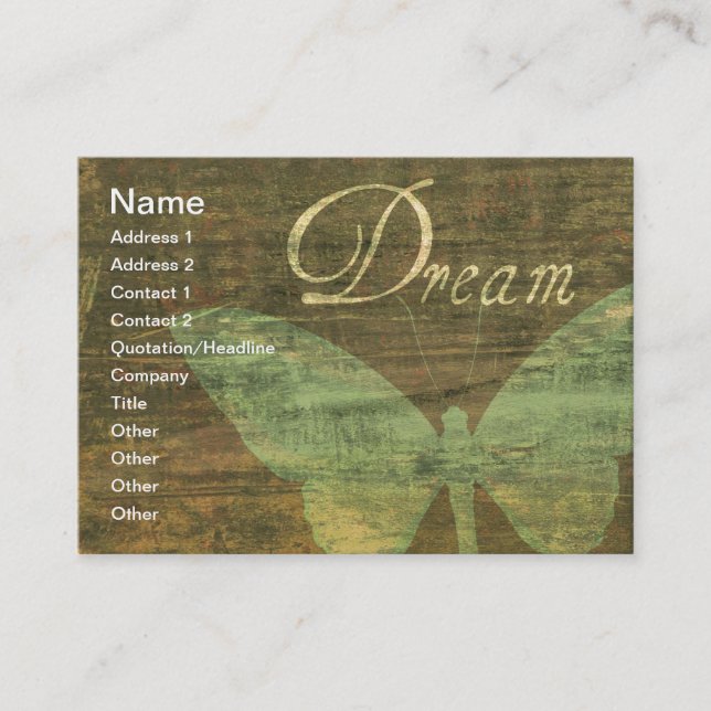 Bronze Dream Butterfly Chubby Business Card (Front)