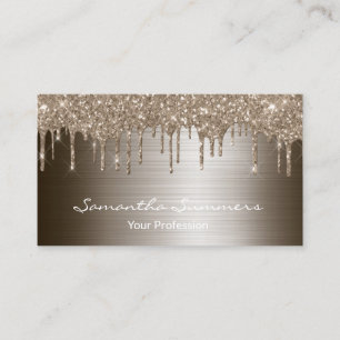 Bronze  Drips Metal Elegant Customise Glitter Business Card