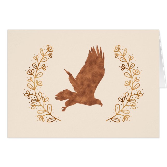 Bronze Eagle and Wreath Note Card (Front Horizontal)