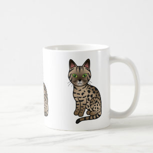 Bronze Egyptian Mau Cat Cute Cartoon Drawing Coffee Mug