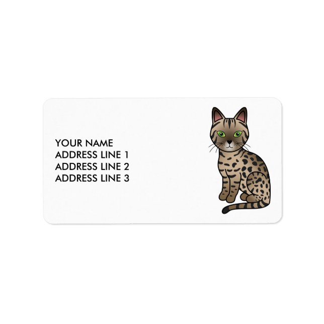 Bronze Egyptian Mau Cute Cat & Custom Text Label (Front)