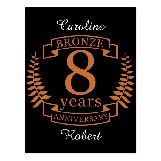 Bronze eighth wedding anniversary 8 years postcard | Zazzle.co.uk