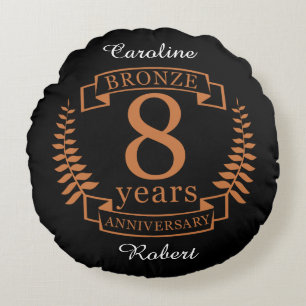 Bronze eighth wedding anniversary 8 years round cushion