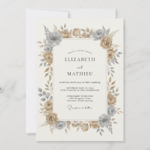 Bronze Elegant Botanical Wedding Invitation