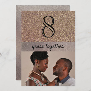 Bronze Elegant Glitter 8th Wedding Anniversary Invitation