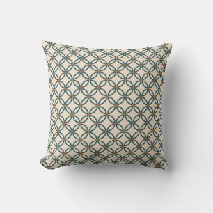 Bronze Emerald Off-White Flower Geometric Pattern Cushion