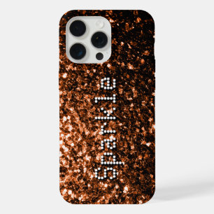 Bronze faux glitters sparkles Your text iPhone 15 Pro Max Case