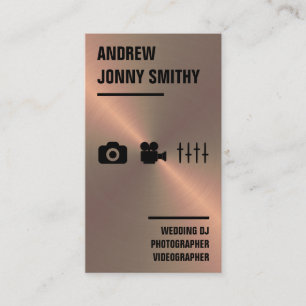 Bronze Faux Wedding DJ, Photographer, Videographer Business Card