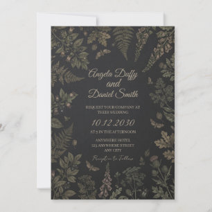 Bronze Fern Botanical Wedding Invitation