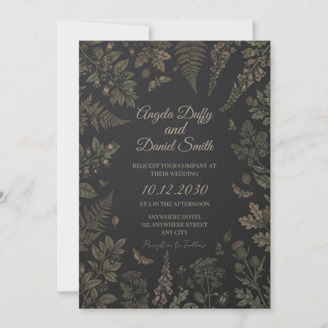 Bronze Fern Botanical Wedding Invitation (Front)