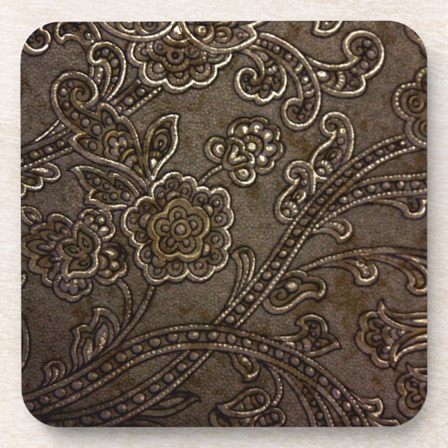 Bronze Floral Relief Coaster (Front)