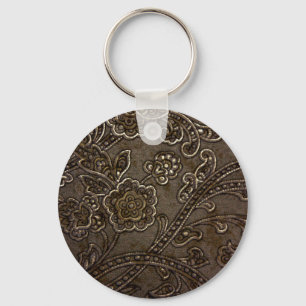 Bronze Floral Relief Key Ring