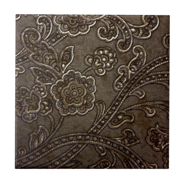 Bronze Floral Relief Tile (Front)