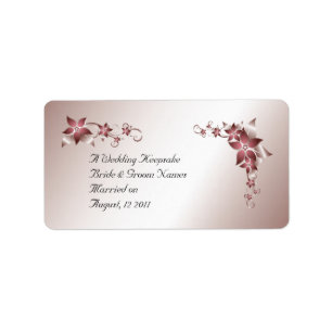 Bronze Floral  Wedding Favour Lip Balm Tube Label