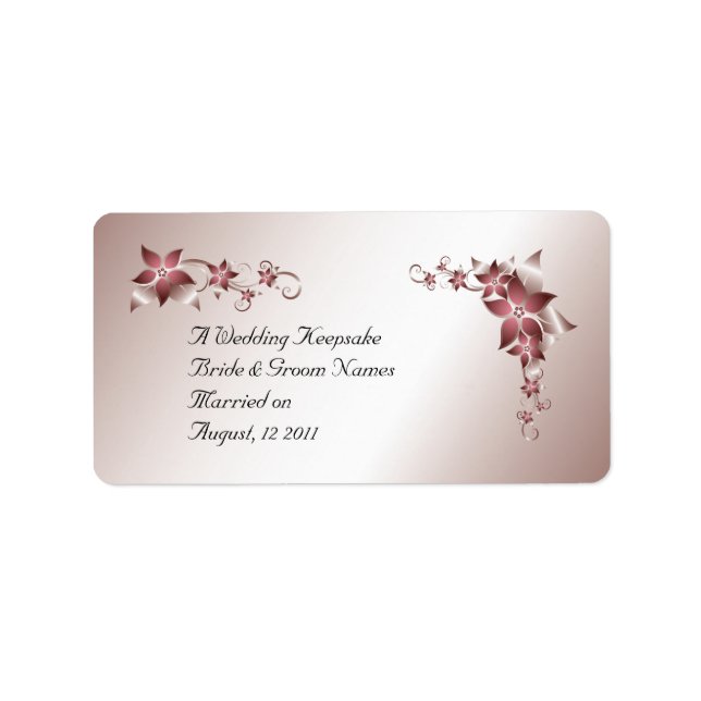 Bronze Floral  Wedding Favour Lip Balm Tube Label (Front)