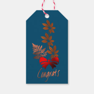 Bronze Flower Congrats Gift tag