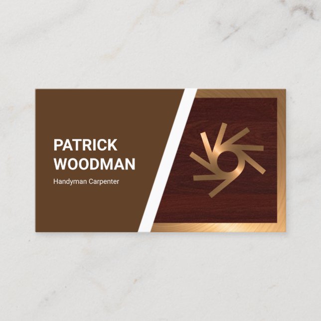 Bronze Frame Wood Grain Builder Business Card (Front)