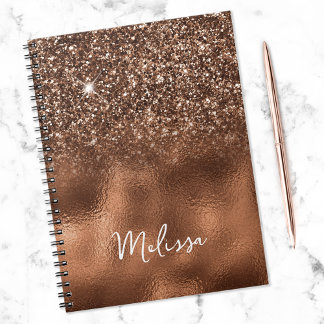 Bronze Glitter and Foil Name Notebook