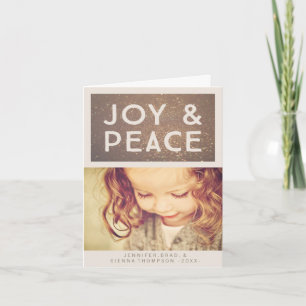 Bronze Glitter Joy & Peace Christmas Photo Holiday Card