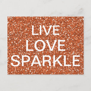 Bronze glitter Live Love Sparkle Postcard