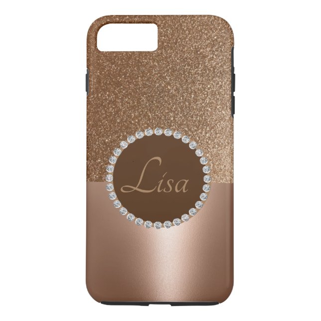 Bronze Glitter, Metallic, Rhinestone, Personalised Case-Mate iPhone Case (Back)