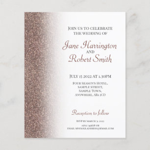 Bronze Glitter Paper Wedding Invitation