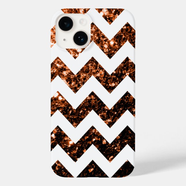 Bronze glitter sparkles and White Chevron Case-Mate iPhone Case (Back)