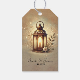 Bronze Glowing Lantern Romantic Rustic Wedding  Gift Tags