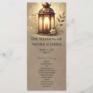 Bronze Glowing Lantern Rustic Wedding Program Programme