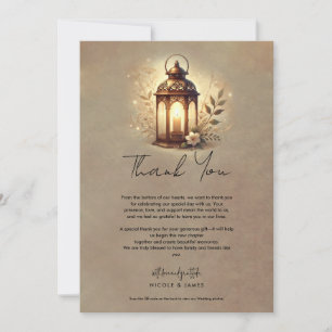 Bronze Glowing Lantern Rustic Wedding Thank You Invitation
