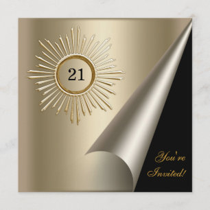 Bronze Gold Black 21st Birthday Event Invitation