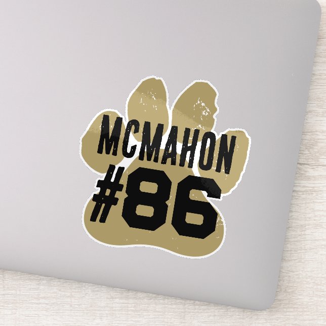 Bronze Gold & Black Player Number Pawprint (Detail)