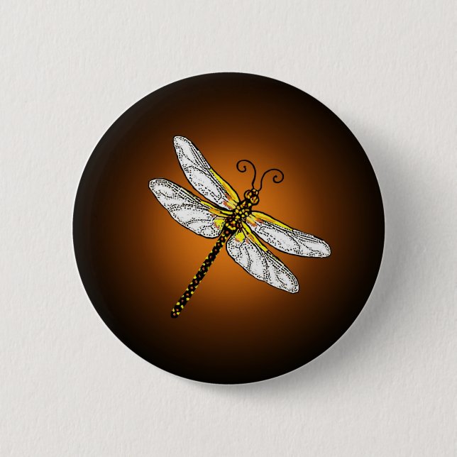 Bronze Gold Dragonfly Dragonflies Button (Front)
