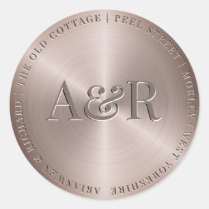 Bronze Gold Envelope Sticker with Monogram