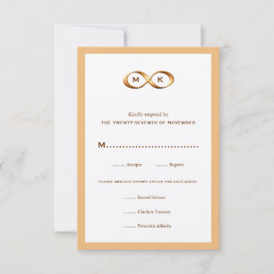 Bronze Gold Infinity Hand Clasp Wedding RSVP Card