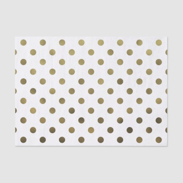 Bronze Gold Leaf Metallic Faux Foil Polka Dot Tissue Paper (Front)