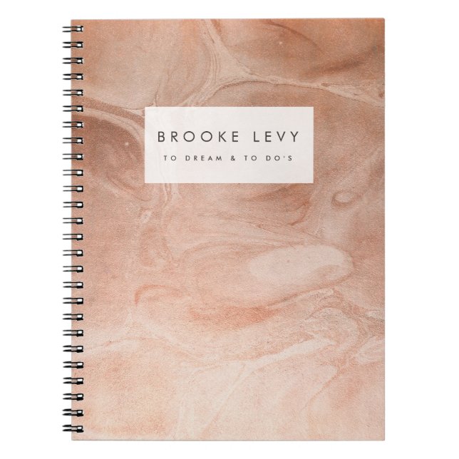 Bronze Gold Marble Personalised Journal Notebook (Front)