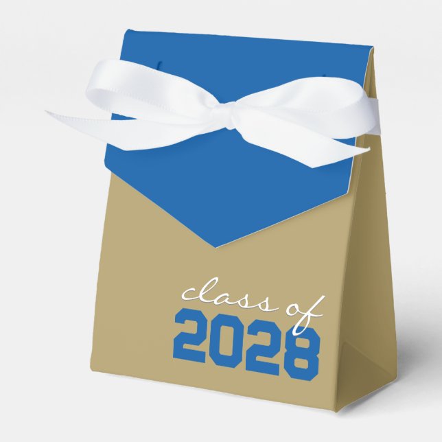 Bronze Gold & Royal Blue Graduation Favour Boxes (Front Side)