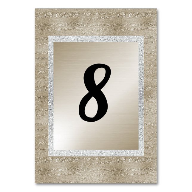 Bronze Gold Silver Trim MODERN TABLE NUMBER (Front)