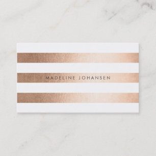 Bronze Gold Stripes Hair Stylist Business Cards