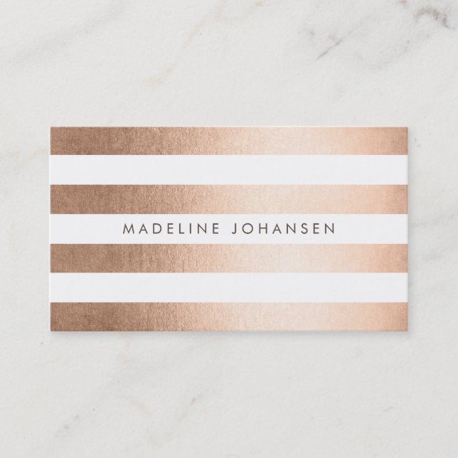 Bronze Gold Stripes Hair Stylist Business Cards (Front)